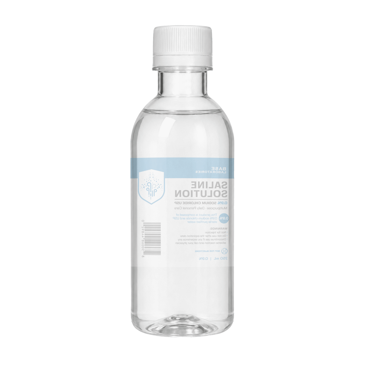 0.9% Saline Solution, 250 ml Resealable Bottle Inhalation Base Laboratories 