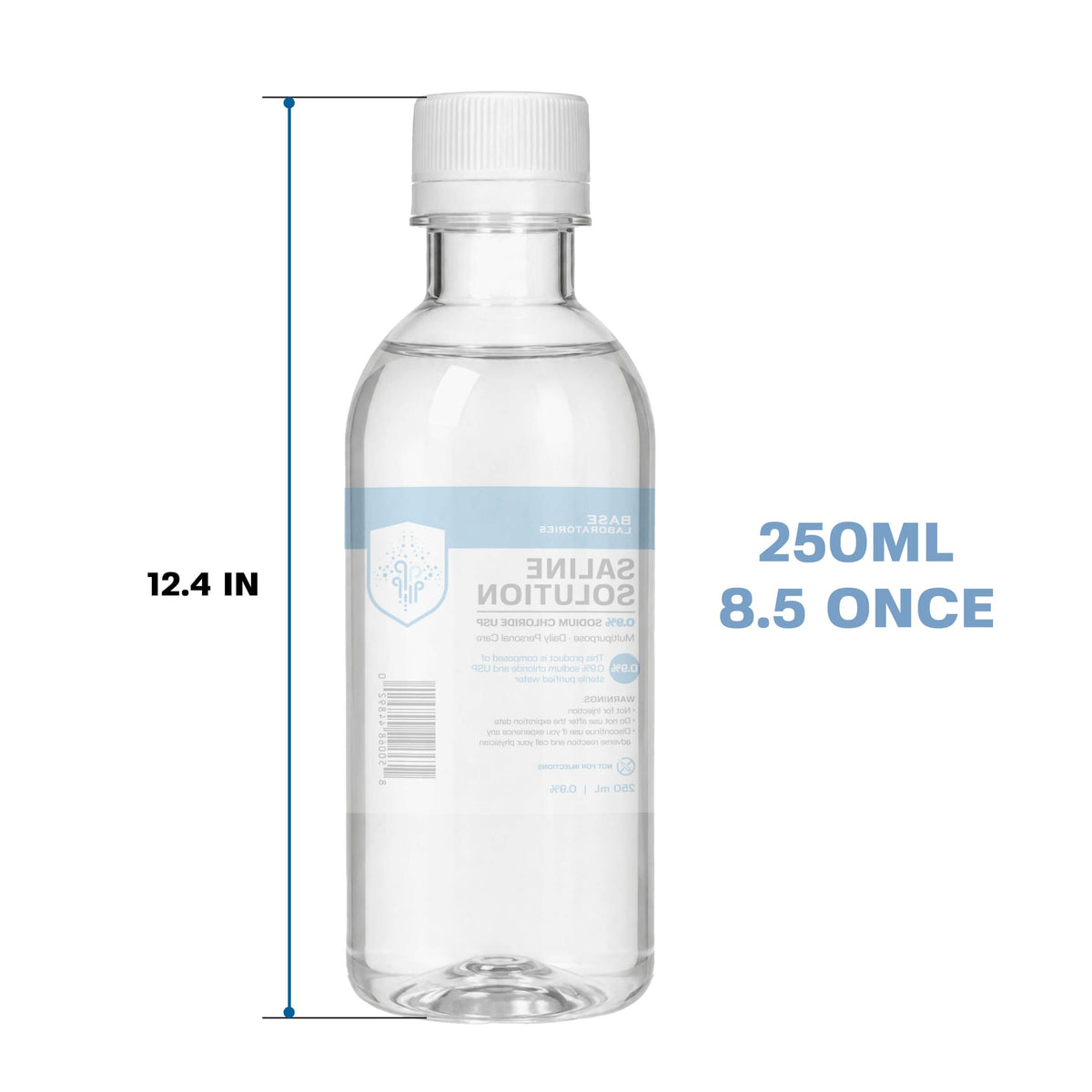 0.9% Saline Solution, 250 ml Resealable Bottle Inhalation Base Laboratories 