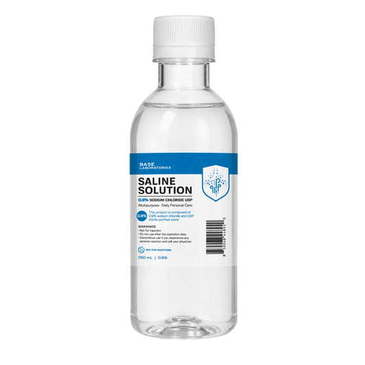 0.9% Saline Solution, 250 ml Resealable Bottle Inhalation Base Laboratories 