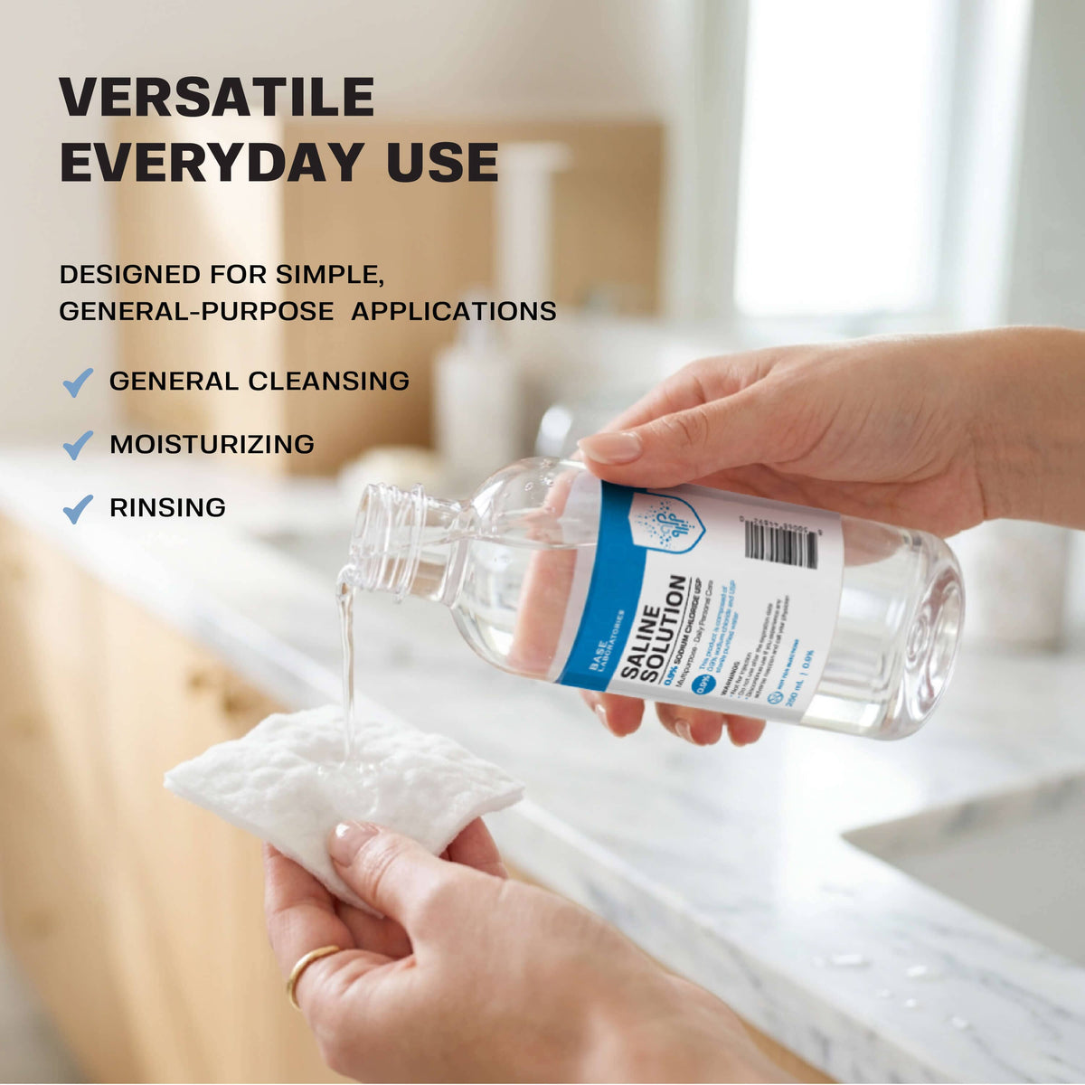 0.9% Saline Solution, 250 ml Resealable Bottle Inhalation Base Laboratories 