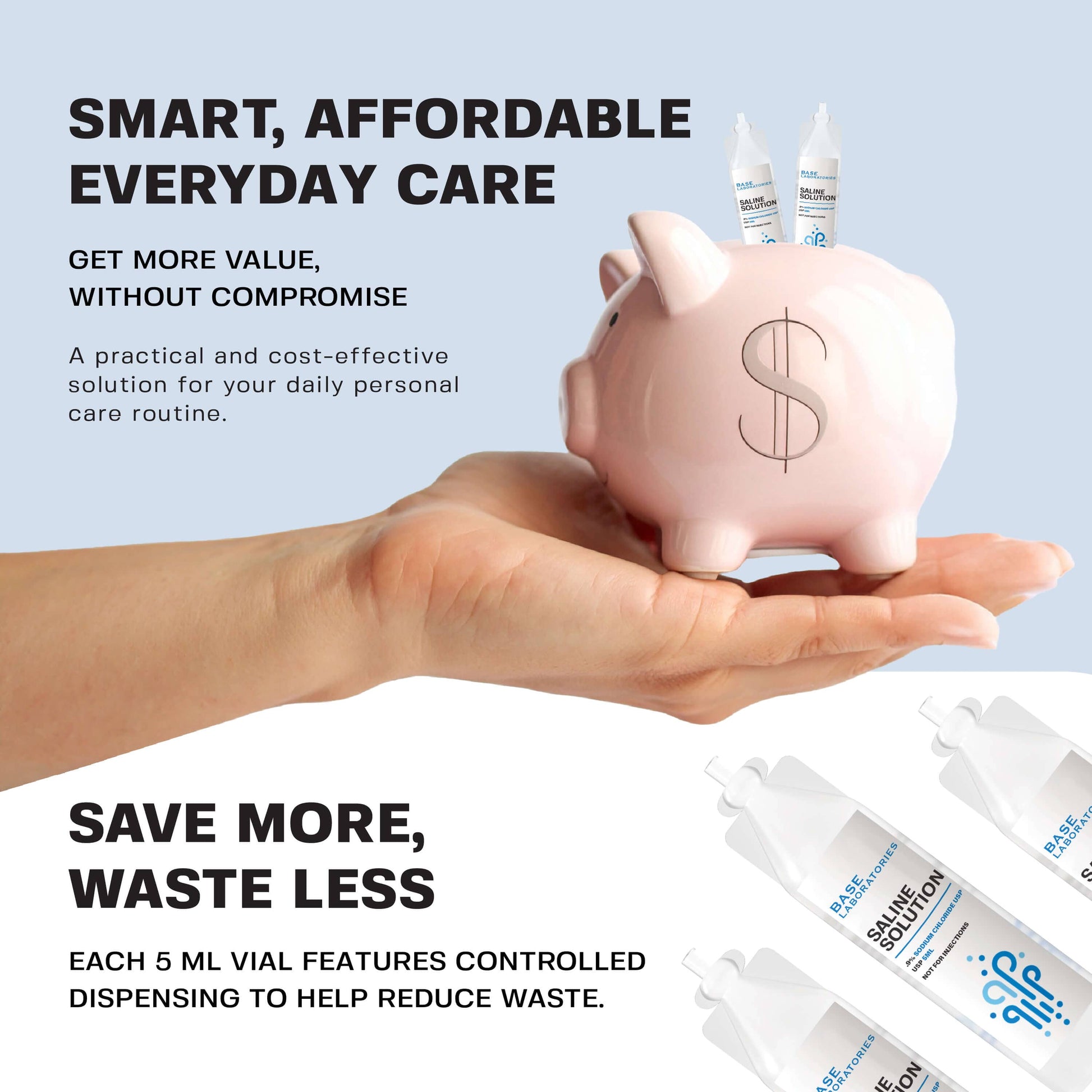 0.9% Saline Solution Vials — Compatible with Nebulizer Machines & Mesh Nebulizers Base Laboratories 