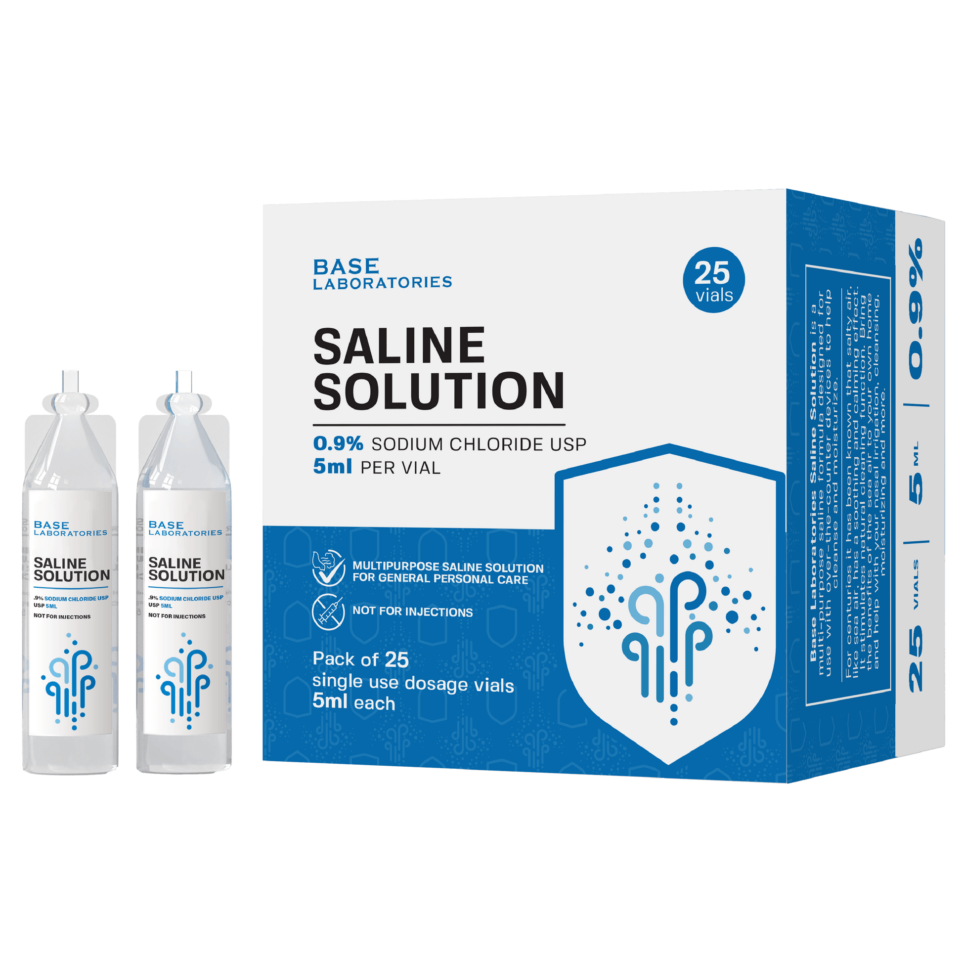 0.9% Saline Solution Vials — Compatible with Nebulizer Machines & Mesh Nebulizers Base Laboratories 