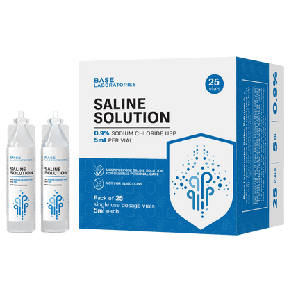 0.9% Saline Solution Vials — Compatible with Nebulizer Machines & Mesh Nebulizers Base Laboratories 