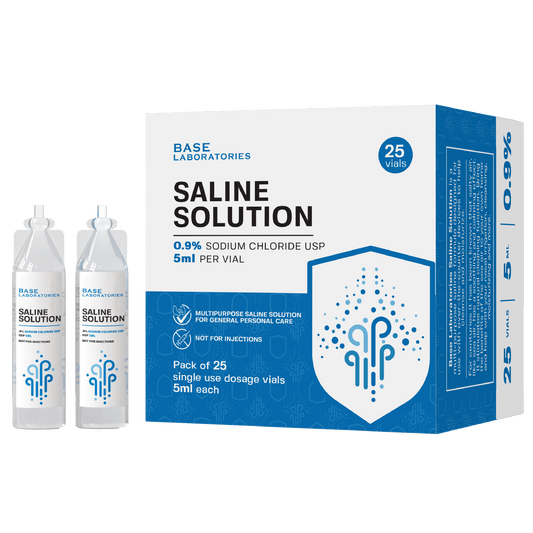 0.9% Saline Solution Vials — Compatible with Nebulizer Machines & Mesh Nebulizers Base Laboratories 