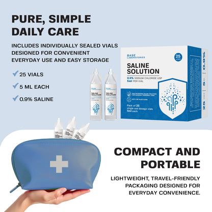 0.9% Saline Solution Vials — Compatible with Nebulizer Machines & Mesh Nebulizers Base Laboratories 