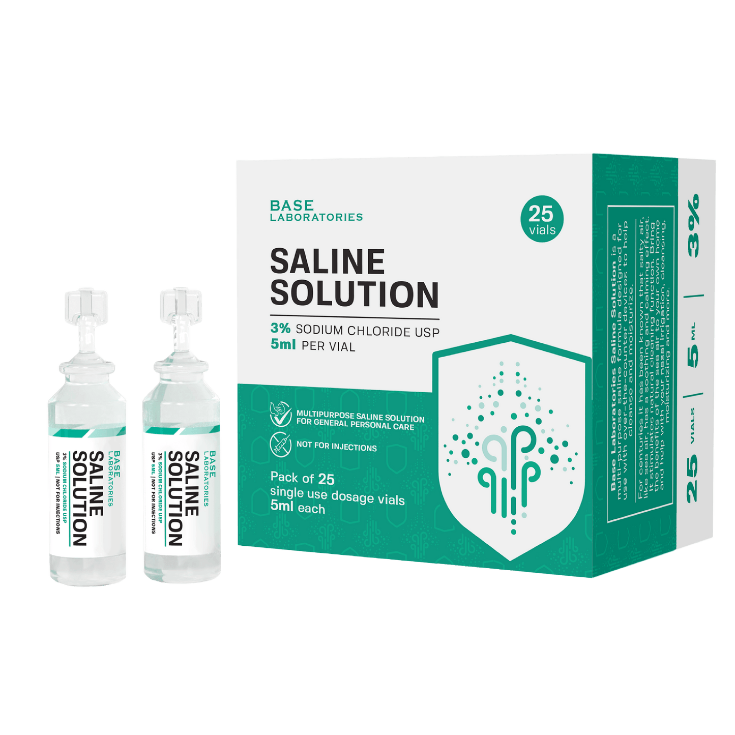 3% Saline Solution Vials — Compatible with Nebulizer Machines & Mesh Nebulizers Saline Solution Vails Base Laboratories 