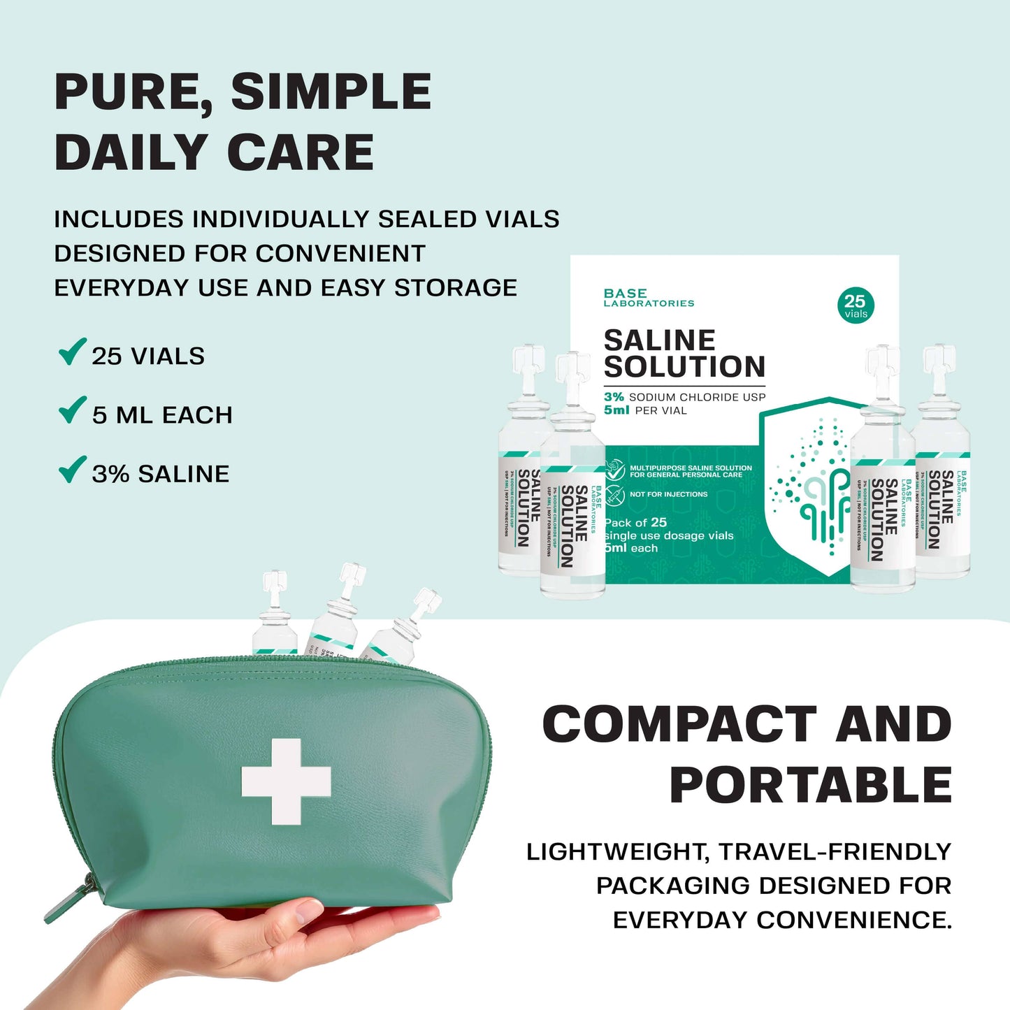 3% Saline Solution Vials — Compatible with Nebulizer Machines & Mesh Nebulizers Saline Solution Vails Base Laboratories 