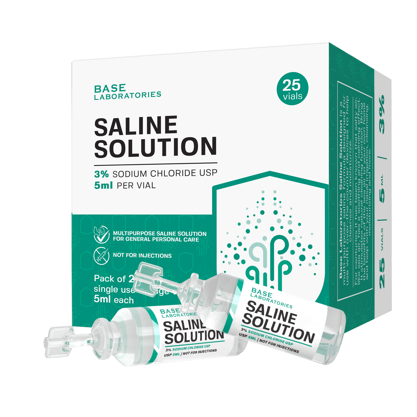 3% Saline Solution Vials — Compatible with Nebulizer Machines & Mesh Nebulizers Saline Solution Vails Base Laboratories 