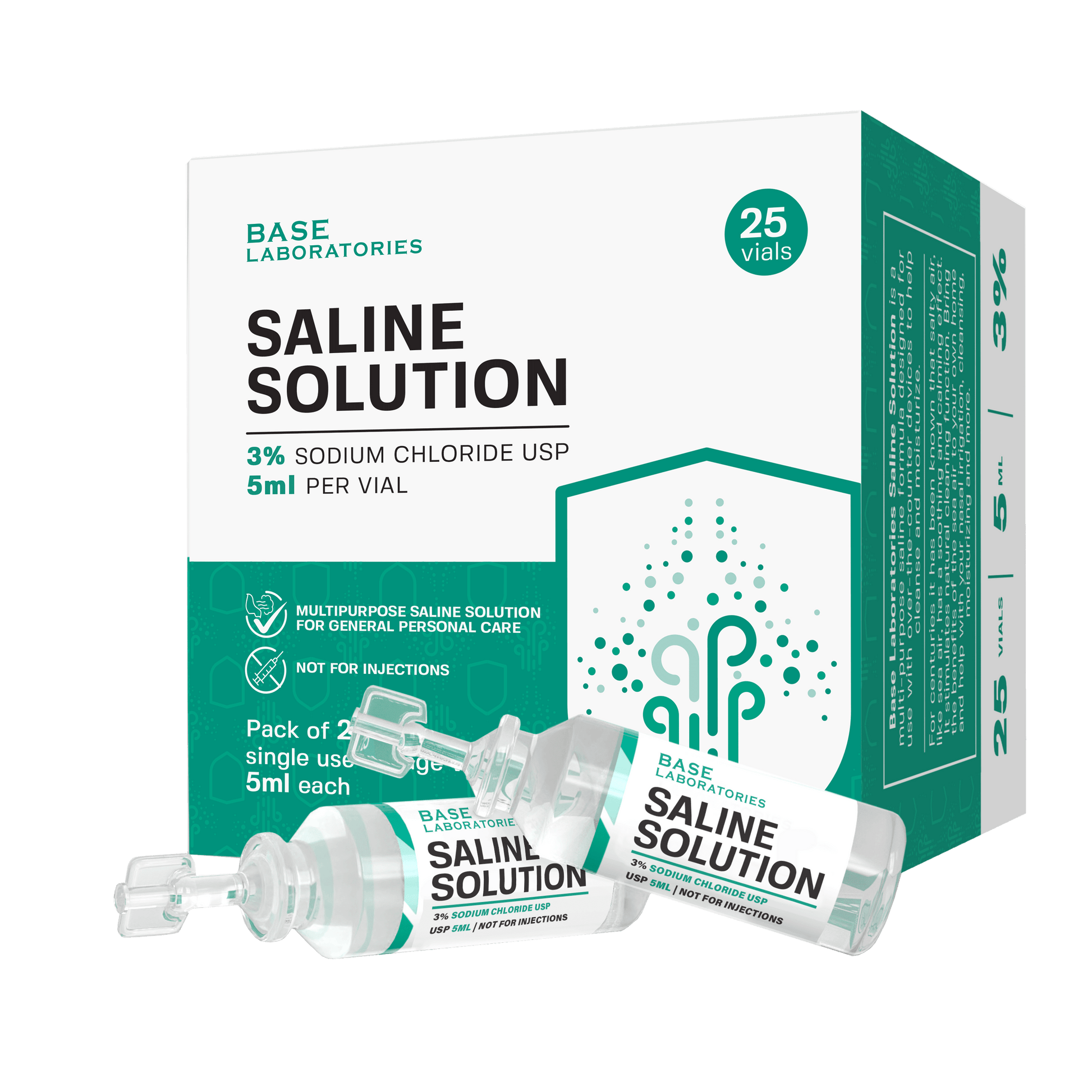 3% Saline Solution Vials — Compatible with Nebulizer Machines & Mesh Nebulizers Saline Solution Vails Base Laboratories 