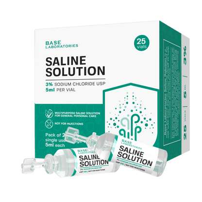 3% Saline Solution Vials — Compatible with Nebulizer Machines & Mesh Nebulizers Saline Solution Vails Base Laboratories 