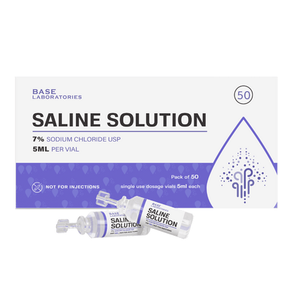 7% Saline Solution Vials — Compatible with Nebulizer Machines & Mesh Nebulizers 50 Pack Inhalation Base Laboratories 