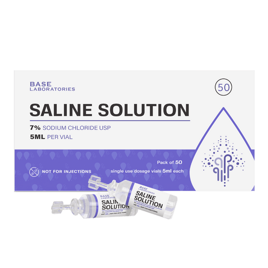 7% Saline Solution Vials — Compatible with Nebulizer Machines & Mesh Nebulizers 50 Pack Inhalation Base Laboratories 