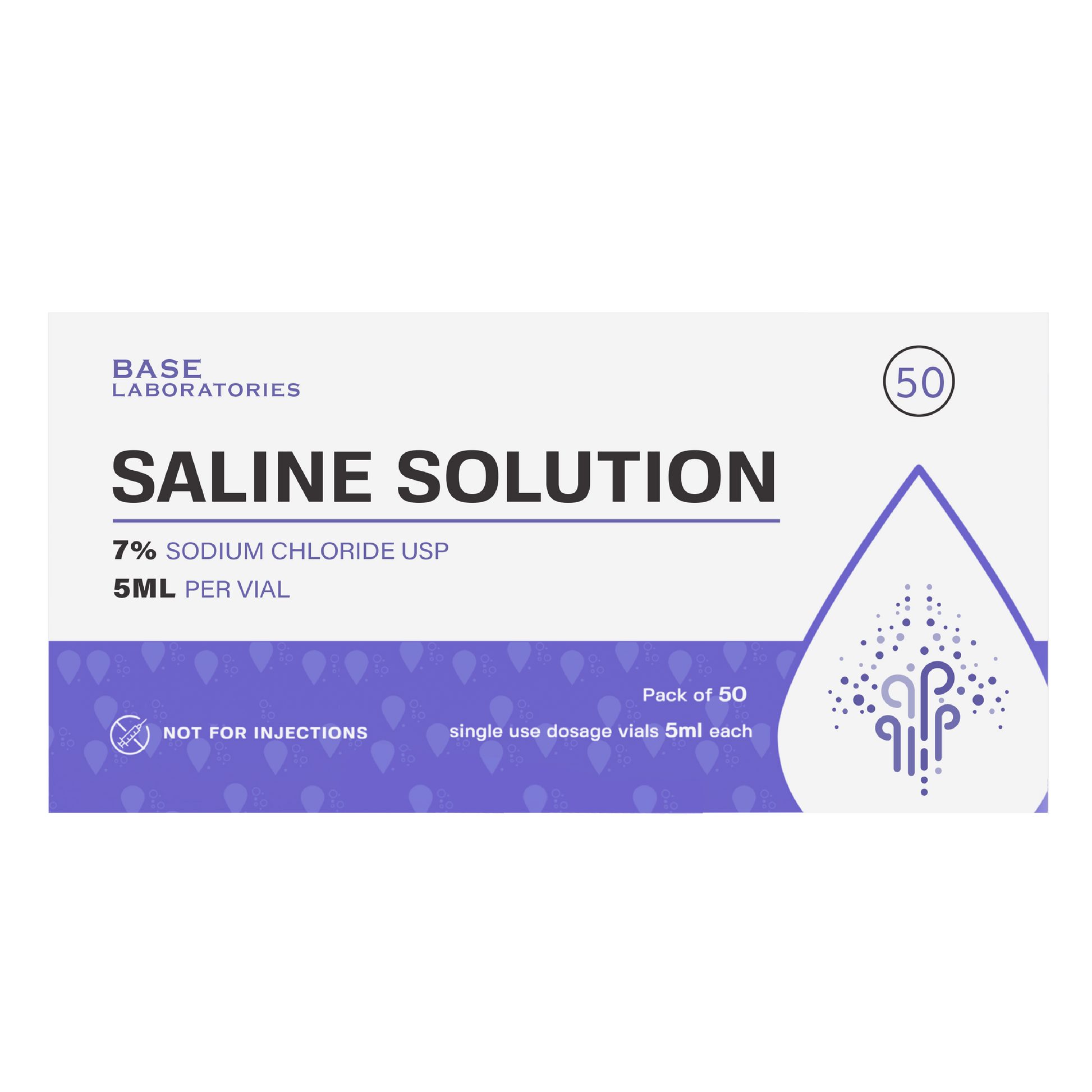 7% Saline Solution Vials — Compatible with Nebulizer Machines & Mesh Nebulizers 50 Pack Inhalation Base Laboratories 