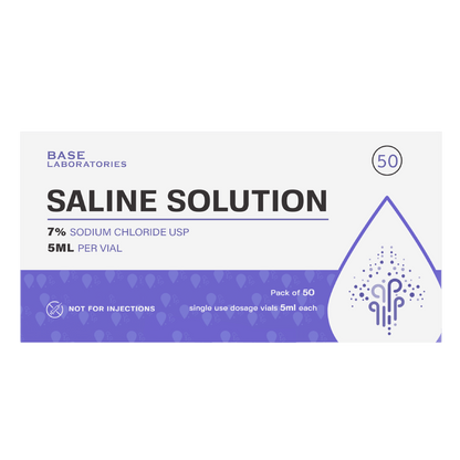 7% Saline Solution Vials — Compatible with Nebulizer Machines & Mesh Nebulizers 50 Pack Inhalation Base Laboratories 
