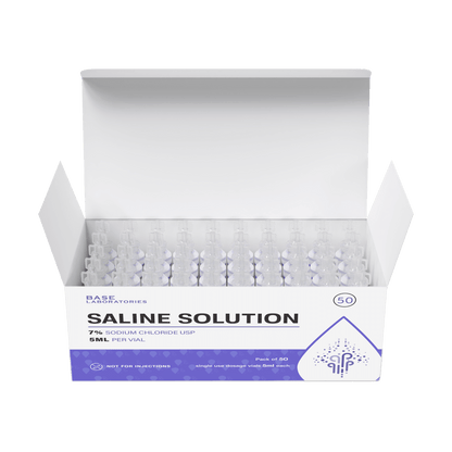7% Saline Solution Vials — Compatible with Nebulizer Machines & Mesh Nebulizers 50 Pack Inhalation Base Laboratories 