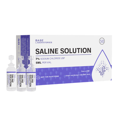 7% Saline Solution Vials — Compatible with Nebulizer Machines & Mesh Nebulizers 50 Pack Inhalation Base Laboratories 