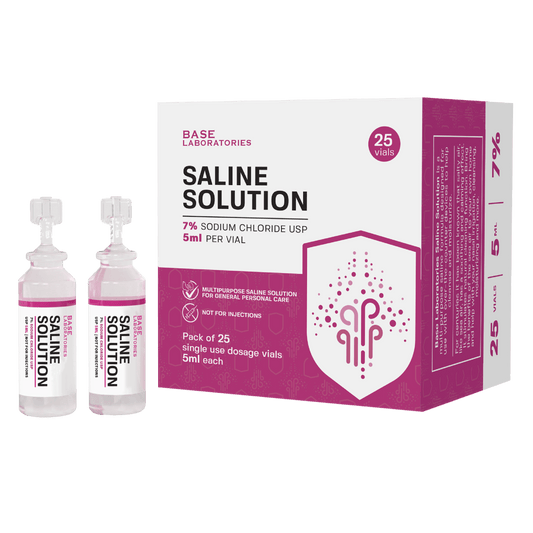 7% Saline Solution Vials — Compatible with Nebulizer Machines & Mesh Nebulizers Saline Solution Vails Base Laboratories 