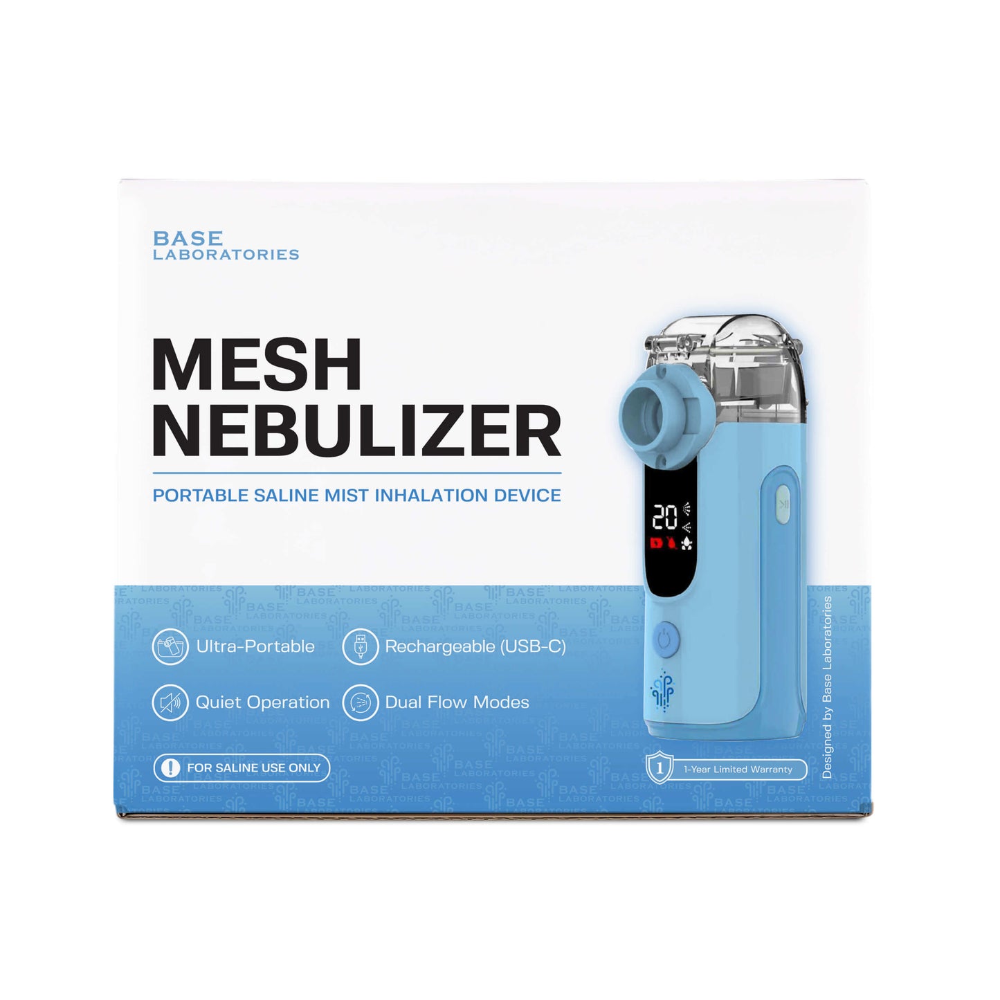 Mesh Nebulizer + 7% Hypertonic Saline Vials Bundle — Portable Fine Mist Device with 25 Single-Use Vials