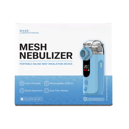 Mesh Nebulizer + 0.9% Saline Vials Bundle — Portable Fine Mist Device with 25 Single-Use Vials