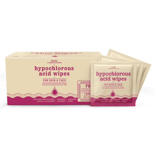 Hypochlorous Acid Wipes for Skin & Face - 75 Ct Base Laboratories 