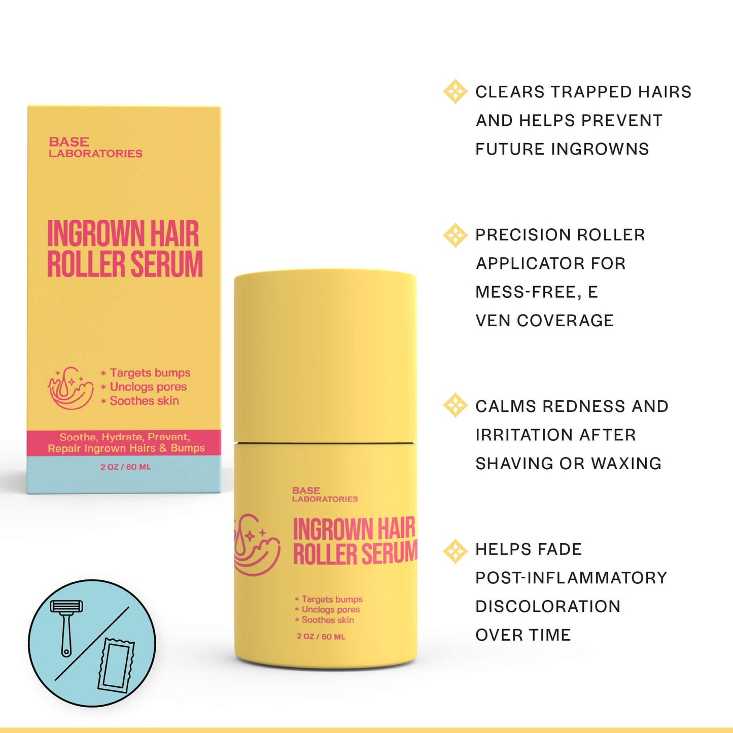 Ingrown Hair Roller Serum ingrown Base Laboratories 
