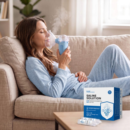 Mesh Nebulizer + 0.9% Saline Vials Bundle — Portable Fine Mist Device with 25 Single-Use Vials