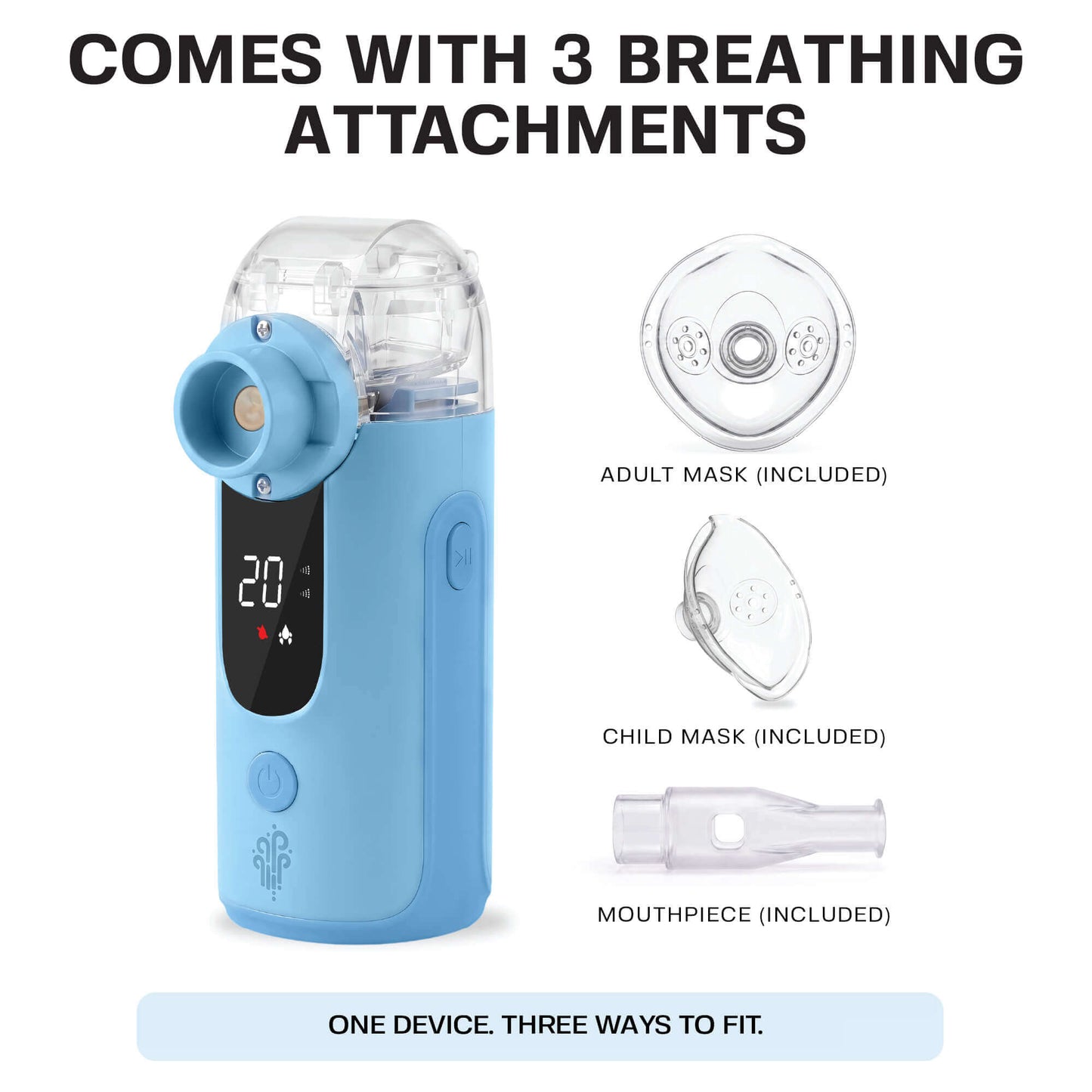 Mesh Nebulizer + 7% Hypertonic Saline Vials Bundle — Portable Fine Mist Device with 25 Single-Use Vials