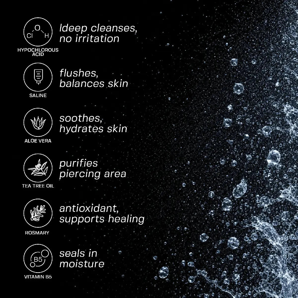Piercing Aftercare Hypochlorous Acid Spray Topical Base Laboratories 