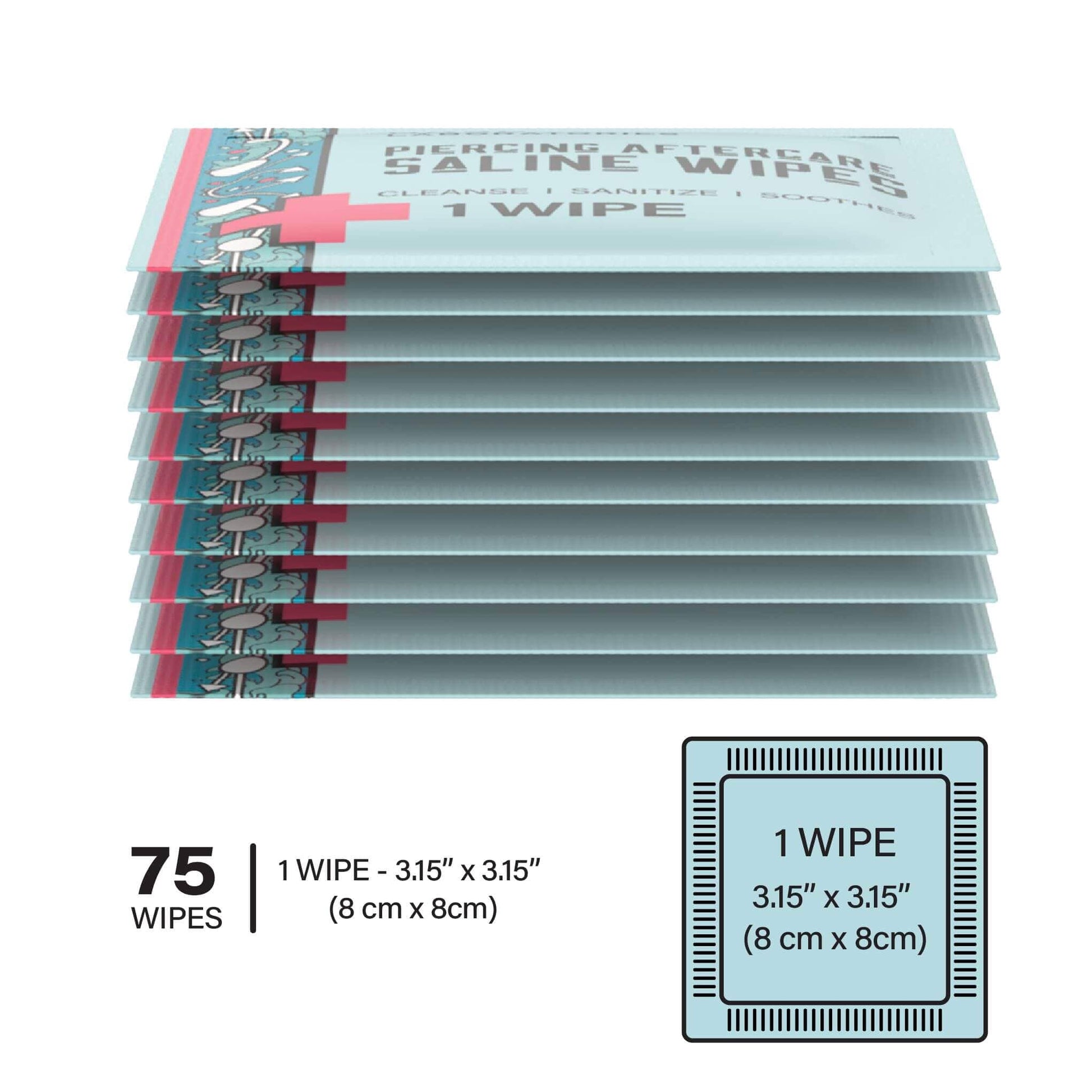 PIERCING AFTERCARE WIPES 75 CT- SOOTHES & CLEANSES FOR ALL PIERCING TYPES - 4OZ Topical baselaboratories 