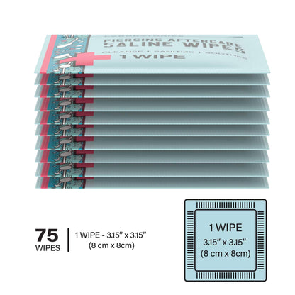 PIERCING AFTERCARE WIPES 75 CT- SOOTHES & CLEANSES FOR ALL PIERCING TYPES - 4OZ Topical baselaboratories 