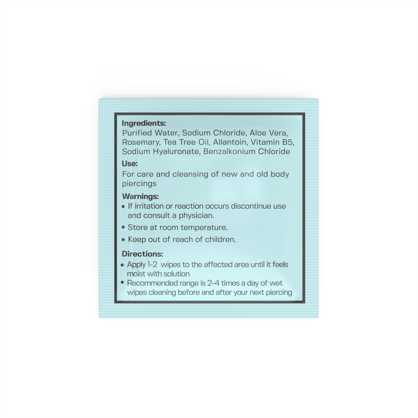 PIERCING AFTERCARE WIPES 75 CT- SOOTHES & CLEANSES FOR ALL PIERCING TYPES - 4OZ Topical baselaboratories 