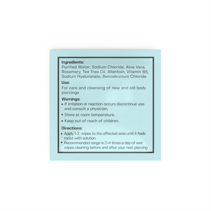 PIERCING AFTERCARE WIPES 75 CT- SOOTHES & CLEANSES FOR ALL PIERCING TYPES - 4OZ Topical baselaboratories 