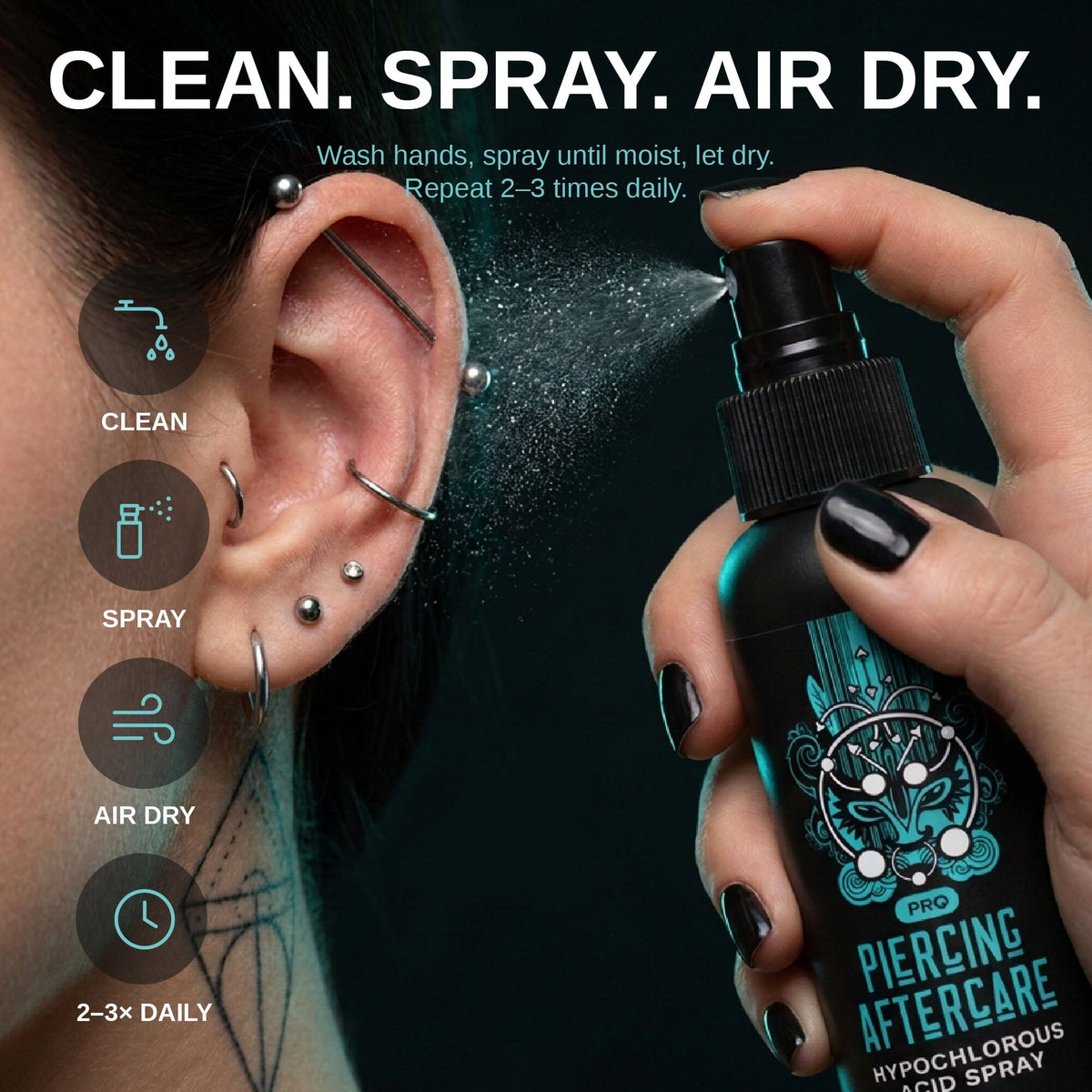 Piercing Hypochlorous Acid Spray (8oz) — Wholesale Wholesale Bundle Base Laboratories 