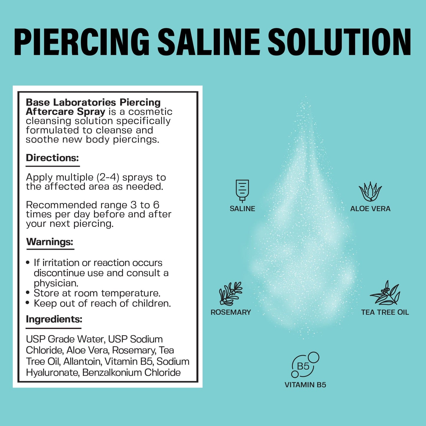 2 Pack - Piercing Aftercare Spray - Soothes & Cleanses All Piercing Types - 4oz Topical baselaboratories 